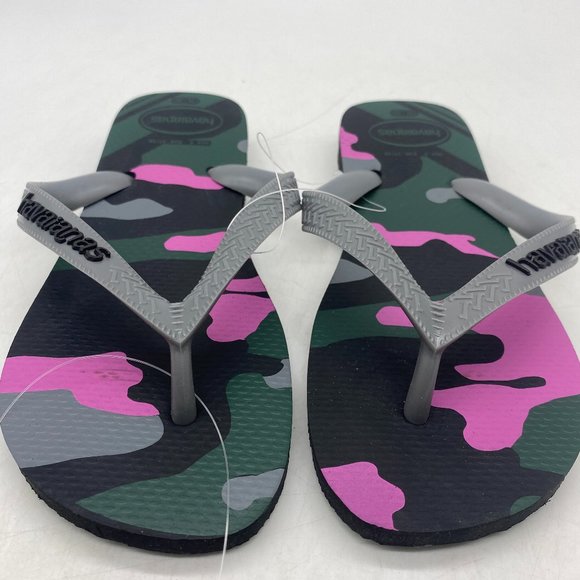 Havaianas Top Camo Flip Flops Women's Size 6 / 35/36 BR Black Pink Green Gray - Picture 1 of 7